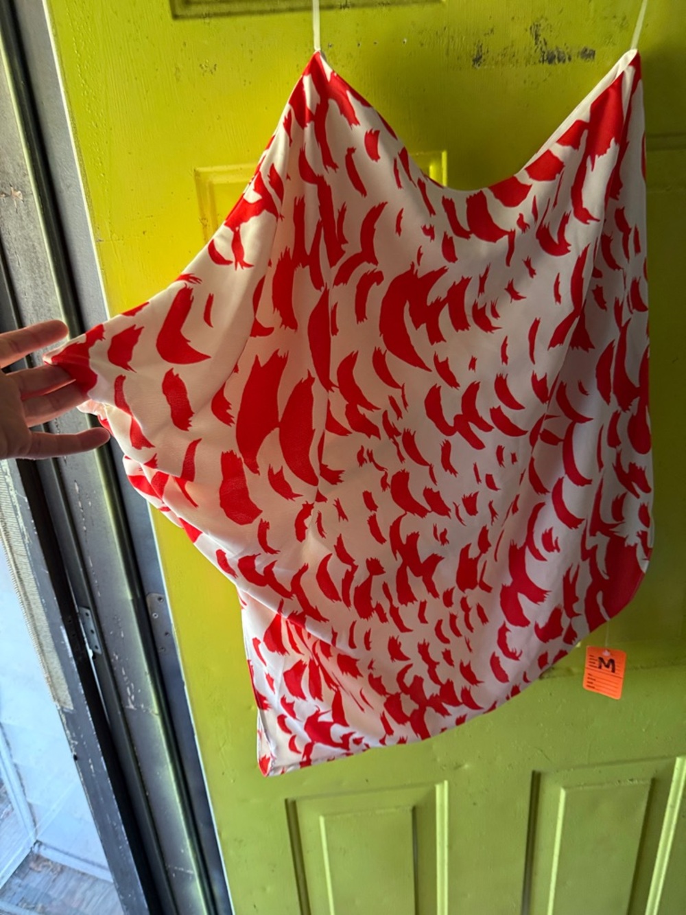 Tyche Red and White One Sleeve Blouse